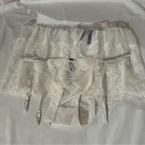 Victoria Secret Shine Brazilian panty and Garter skirt set